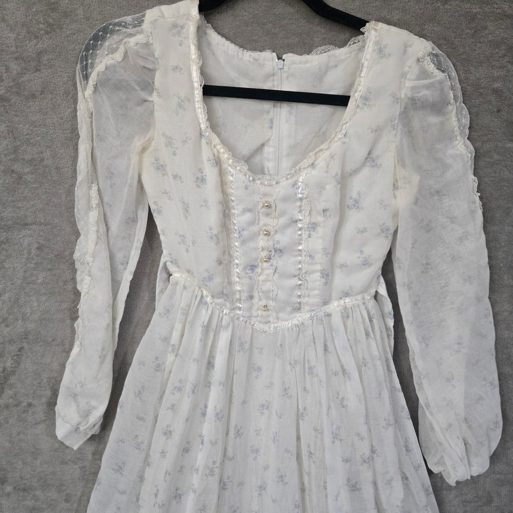 Vtg Gunne Sax Dress‎ Sz 5 Floral Cottagecore Prairie Milkmaid Romantic Victorian - Picture 2 of 16